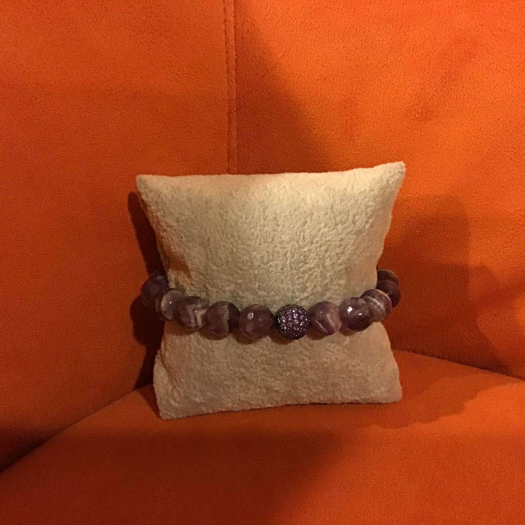 Amethyst bracelet with purple CZ bead