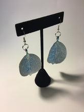 Load image into Gallery viewer, Light Blue Metal Leaf Earrings
