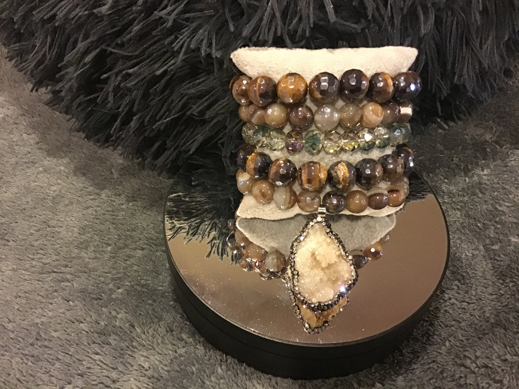 Tiger eye with agates stack