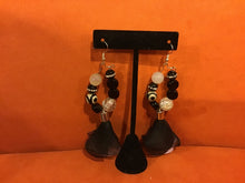 Load image into Gallery viewer, Black and White Beaded and TuTu Earrings
