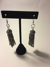 Load image into Gallery viewer, Dark Silver Beaded Tassel Drop Earrings
