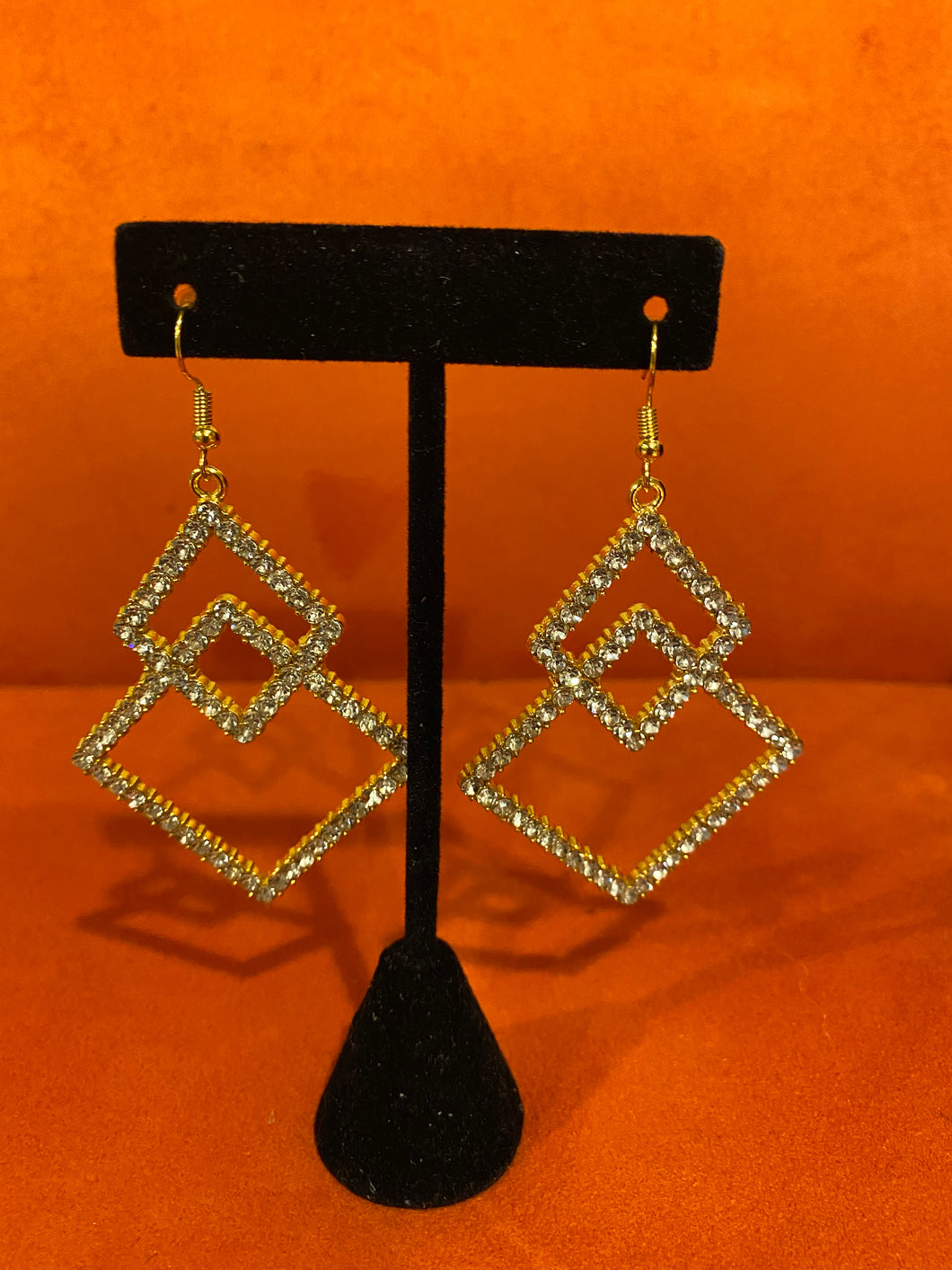 Double Diamond Drop Earrings