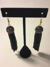 Load image into Gallery viewer, Basic Black Beaded Tassel Drop Earrings
