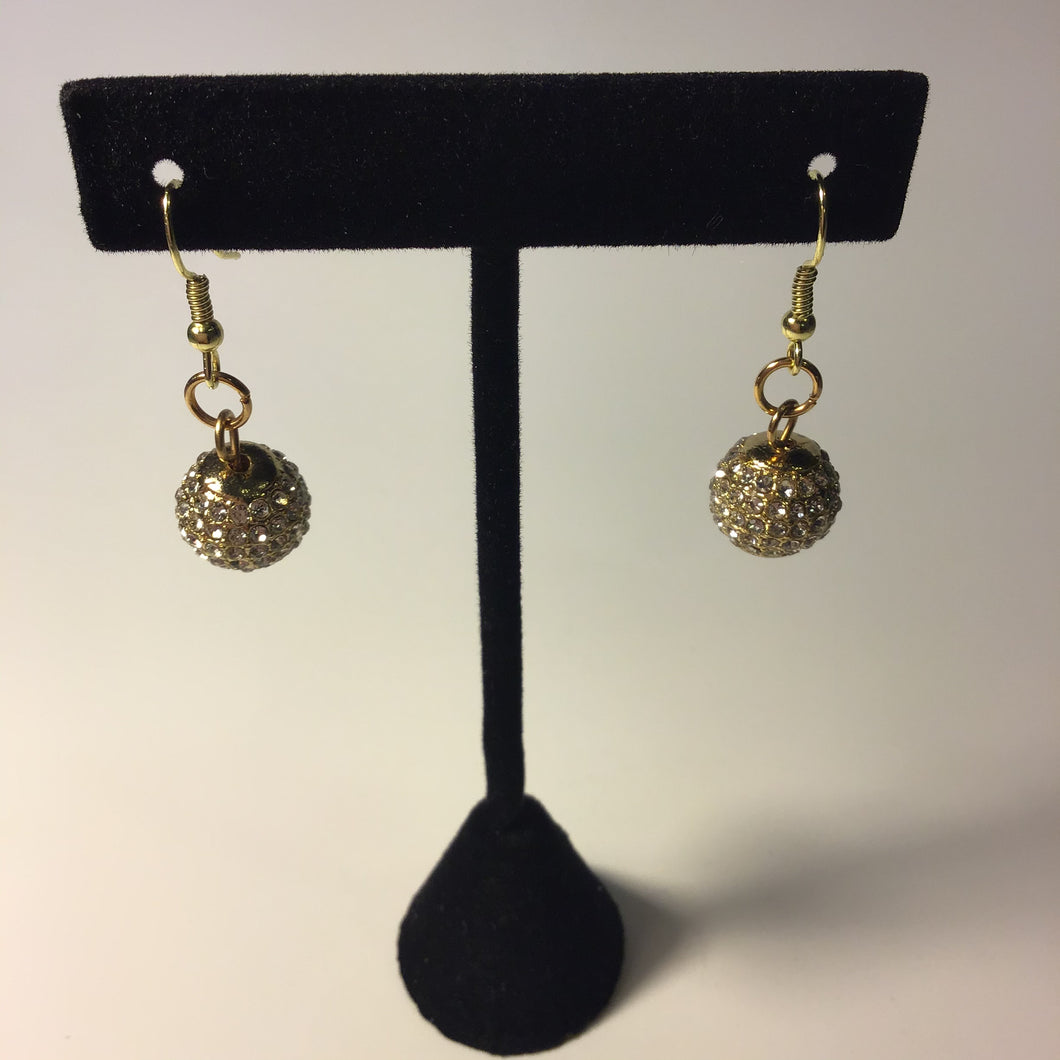 Gold and Bling Ball Earrings