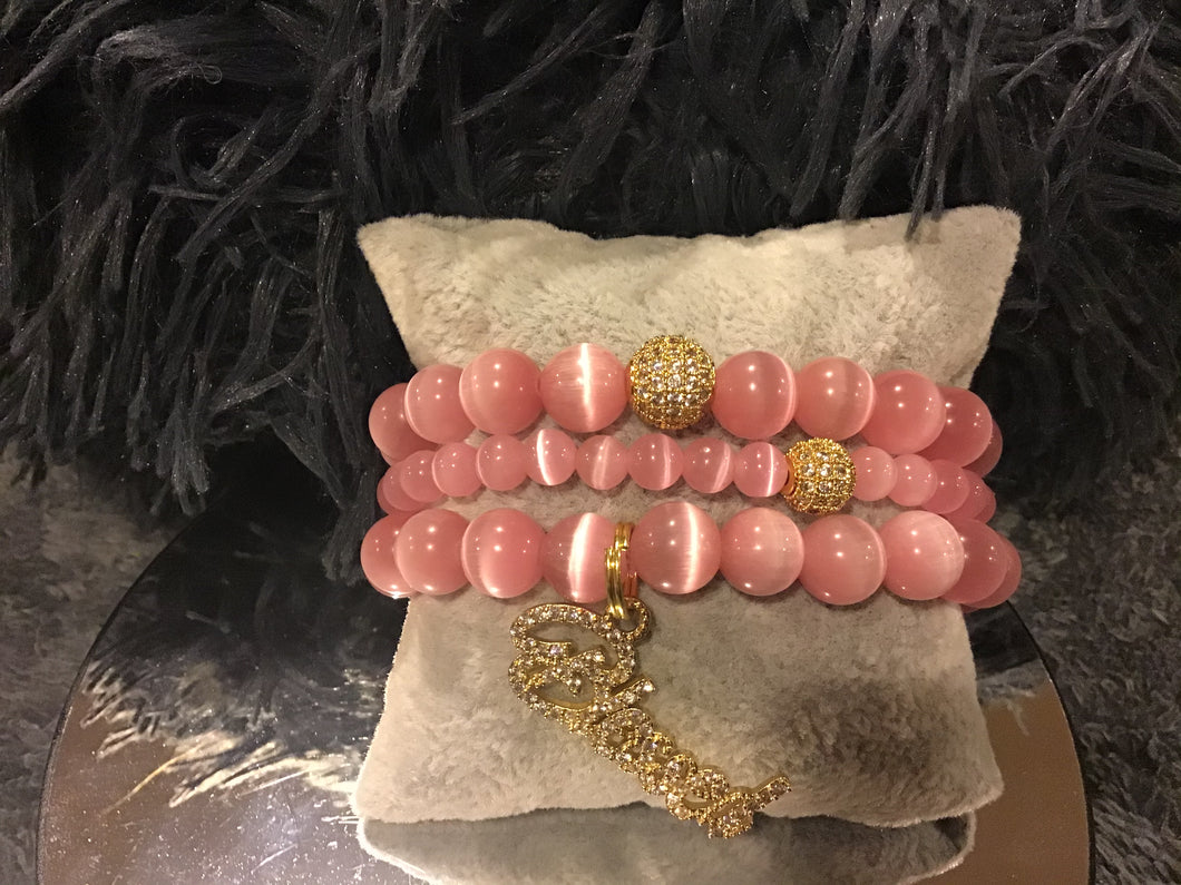 Blessed pink stack with gold accents