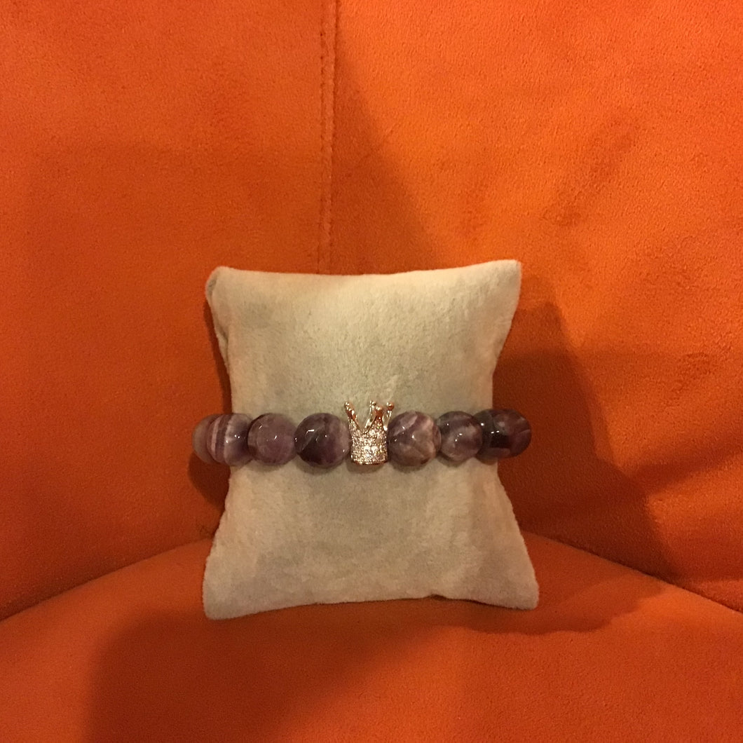 Purple amethyst bracelet with crown