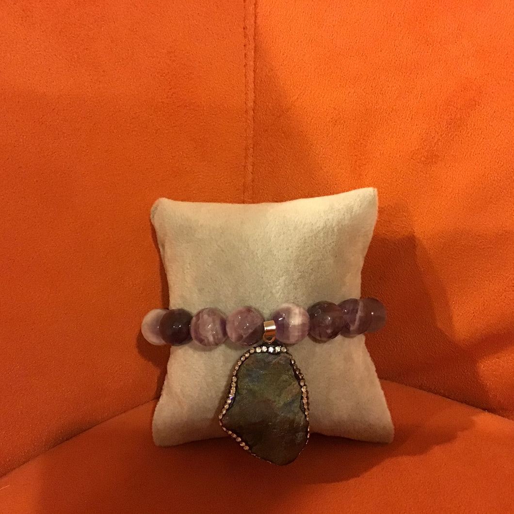 Copy of Purple amethyst bracelet with druzy charm