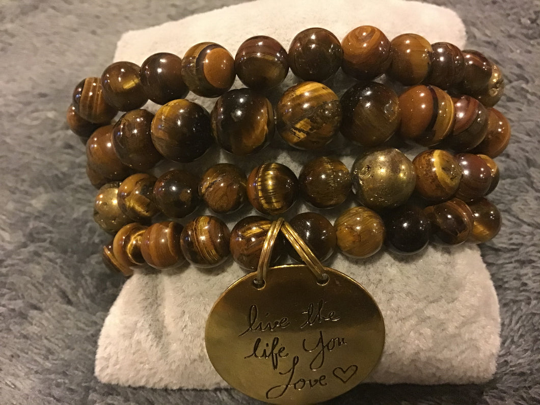 Brown tiger eye bracelet stack