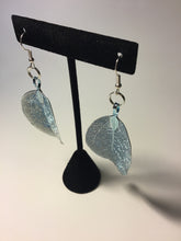 Load image into Gallery viewer, Light Blue Metal Leaf Earrings
