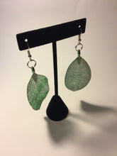 Load image into Gallery viewer, Green Metal Leaf Earrings
