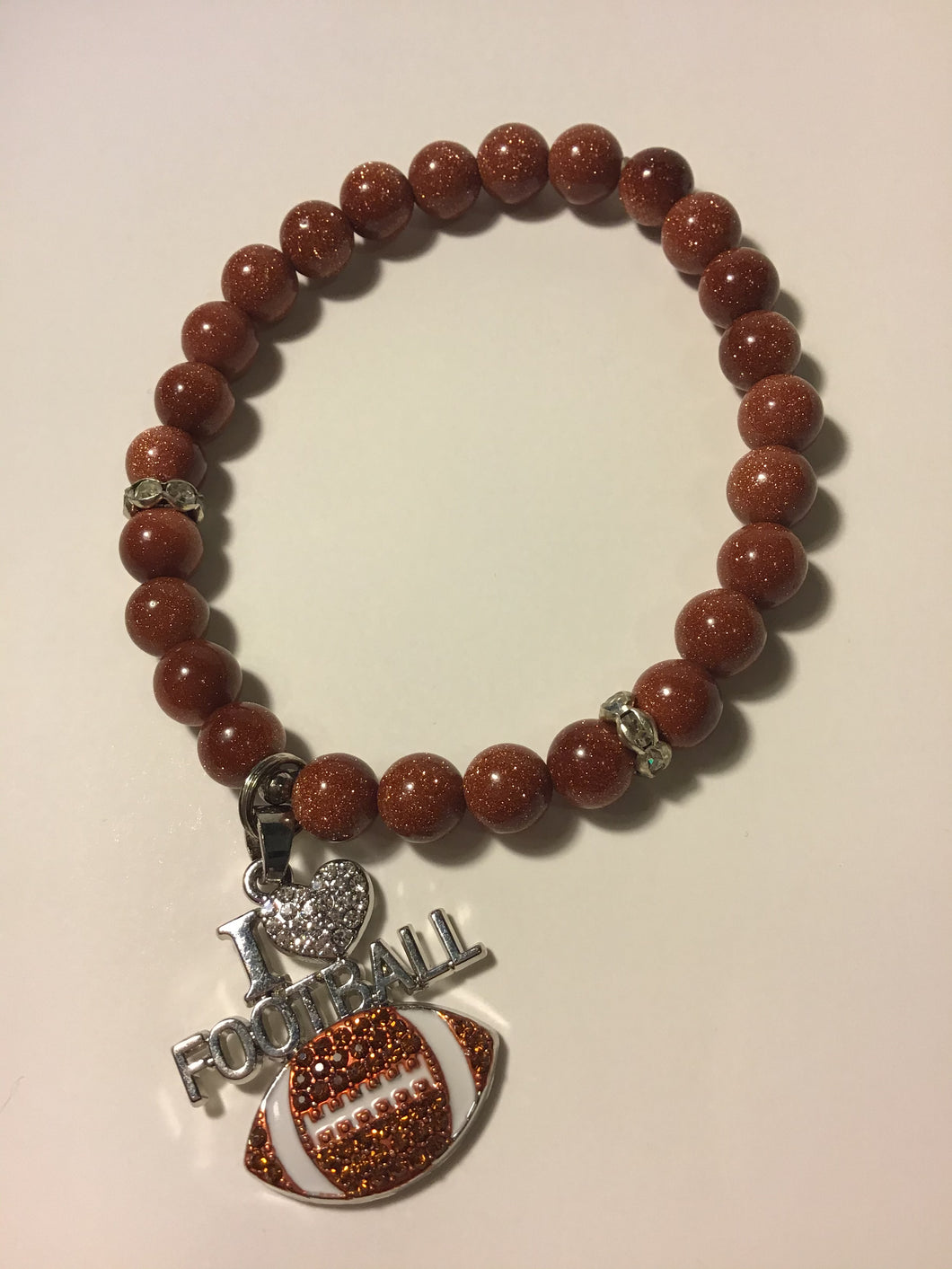 I Love Football Goldstone Beaded Bracelet!