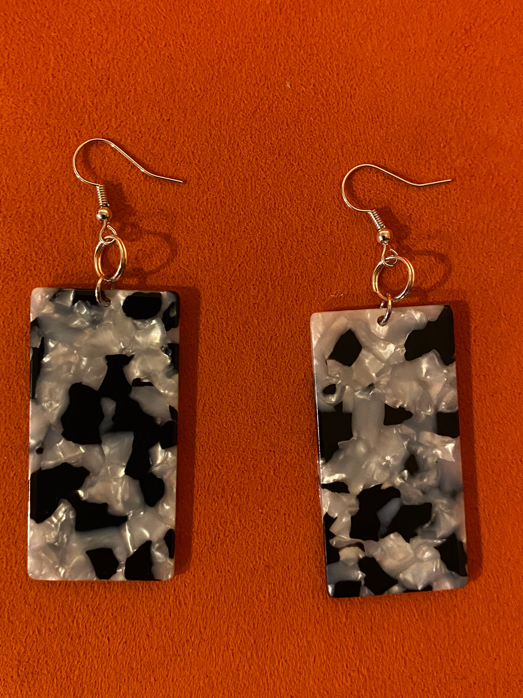 Black and white rectangle Earrings